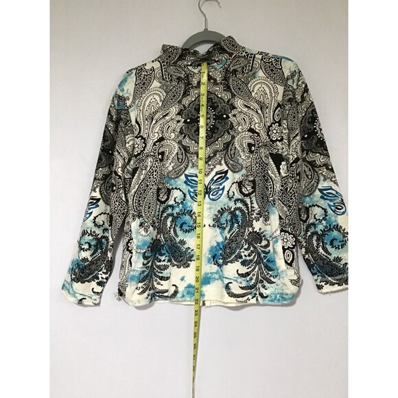 Onque Casuals Jacket Womens Med Black Blue Rhinestones Festival Fairy Whimsigoth - Picture 15 of 16